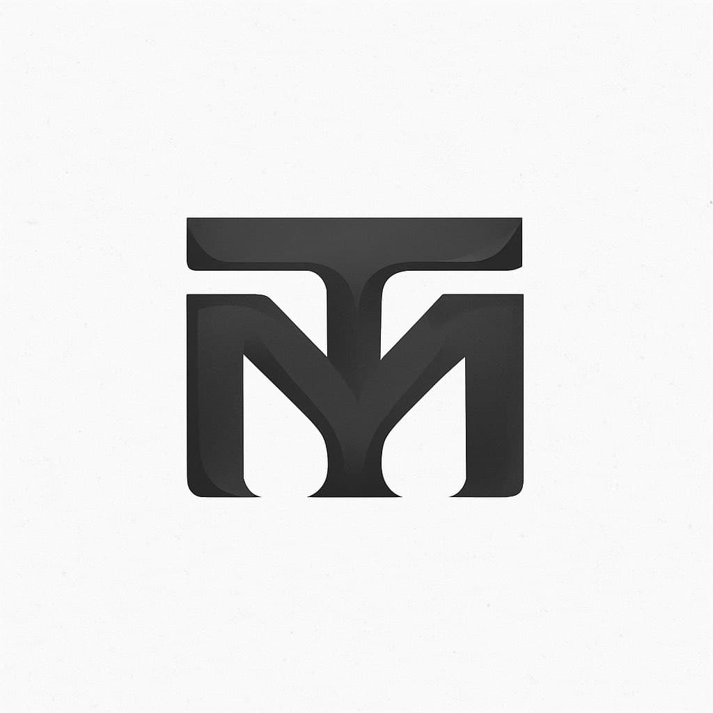 Black TM monogram on a cream field